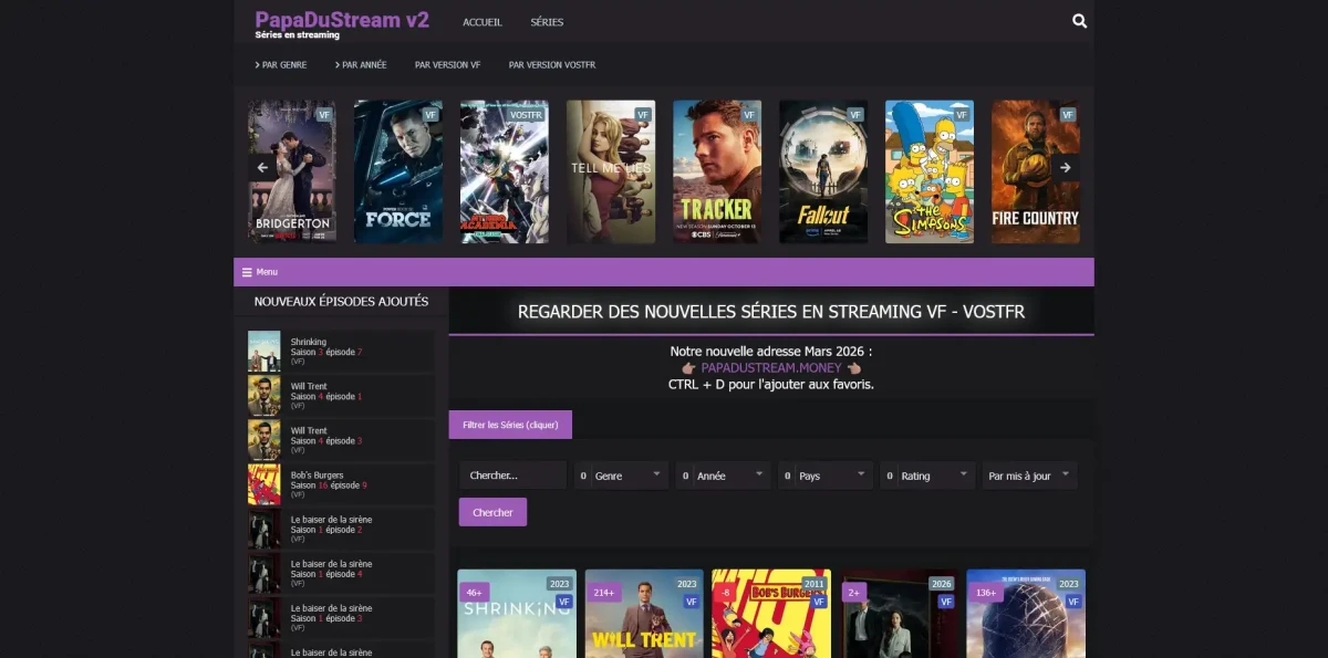 Papadustream nouvelle adresse